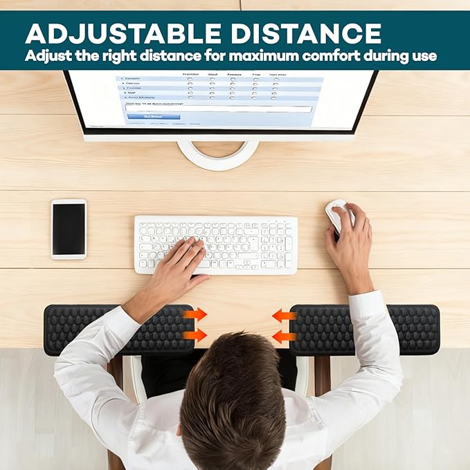 2PCS Desk Elbow Pad, Ergonomic L-Shape Office Elbow Support Pads with Non-Slip Rubber Base & High-Density Foam, Anti-Slip Desk Edge Cushion for Typing, Gaming, and Office Work(Black)