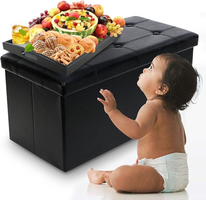 Serving Tray Black Large Food Tray Breakfast Tray Wood Butler Tray with Handle 17.77 x 13.72 x 1.78