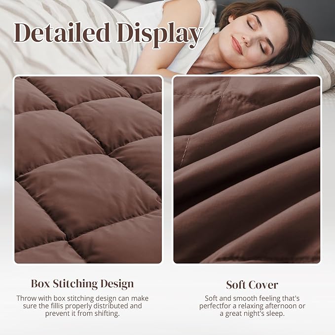 Peace nest Down Throw Blankets for Couch 50x70 Down Blanket for Indoor and Outdoor Throw Blanket use Soft Lightweight Throw Blanket Chocolate
