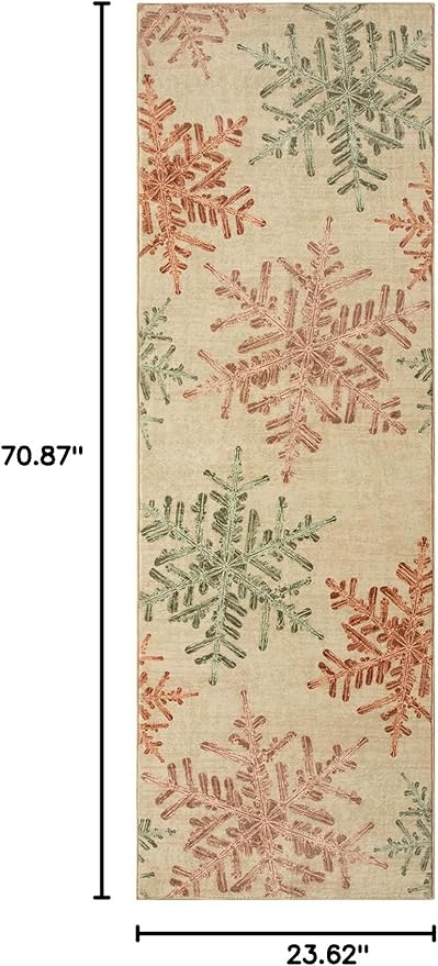 Lahome Snowflake Kitchen Runner - 2x6 Washable Rug Runner Carpet Runners for Hallway 6ft Non Skid, Soft Ultra-Thin Bathroom Runner Rugs for Hallway Laundry Bedroom (2x6ft,Multi)