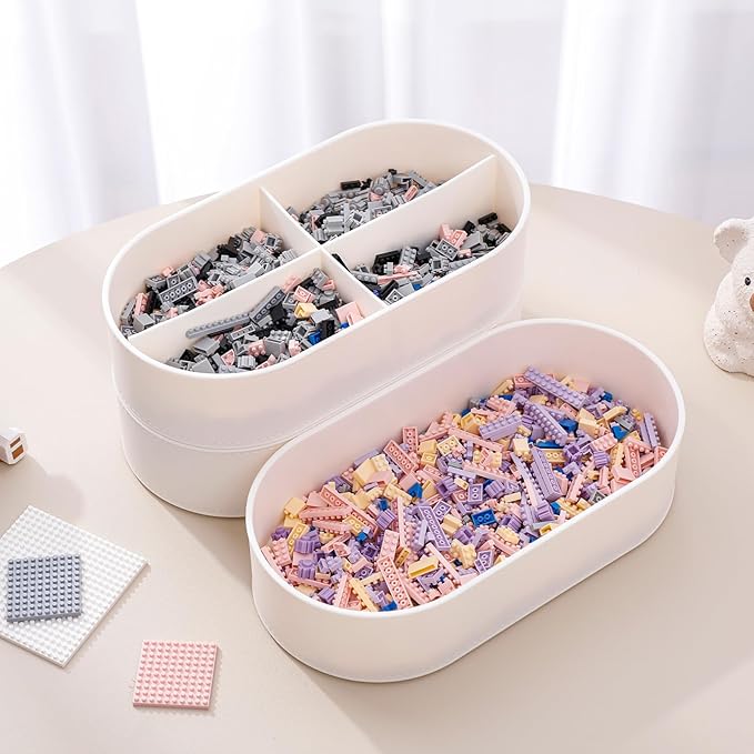 Yesesion Large Cord Organizer Box with Lid, Plastic Cable Storage Case with 20pcs Wire Ties for Desk Drawer, Home Office Supplies, Electronics, Clips, Clamps, Phone Charger, USB, Data Cables (White)