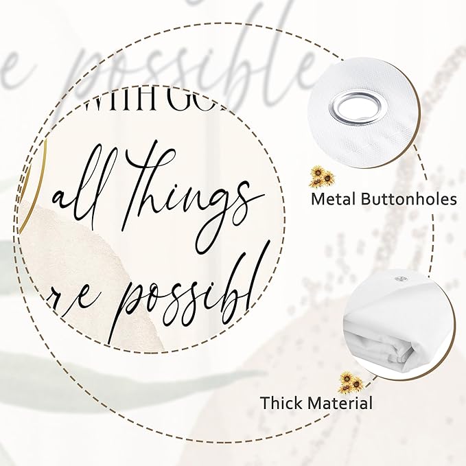 Glawry Boho Bible Verse Small Shower Curtain Stall RV Narrow Inspirational Scriptures Quotes Palm Leaf Abstract Bathroom Mid Century 48Wx72L Inches Bath Accessories Art Home Decor Fabric 8 Pack Hook