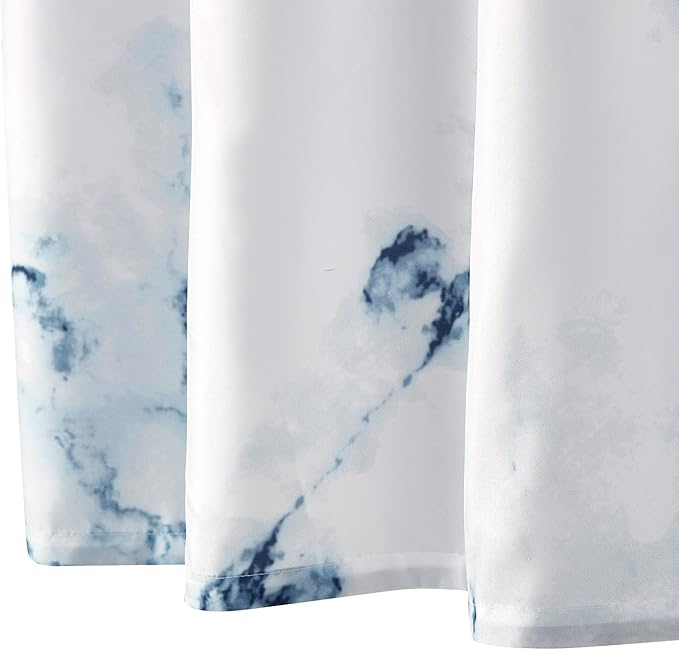 YOSTEV Marble Bathroom Shower Curtain,Blue and White Fabric Shower Curtain with Hooks,Unique 3D Printing,Decorative Bathroom Accessories,Water Proof,Reinforced Metal Grommets,Standard 72x72 Inches