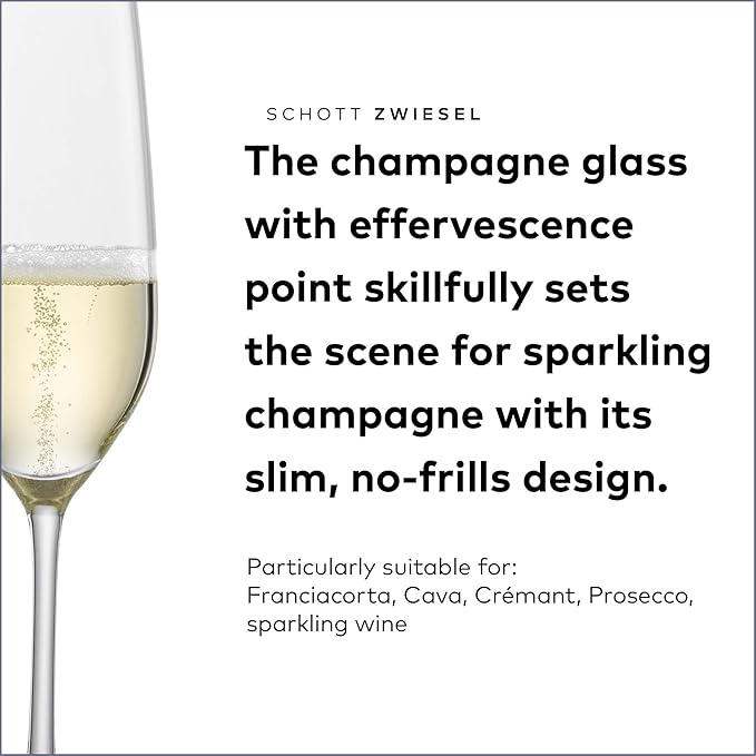 SCHOTT ZWIESEL Forté Champagne Flute (Set of 6), Champagne Glasses with Effervescence Point, Dishwasher-Safe Machine-Made Tritan Crystal Glasses, Made in Germany (8 Ounce)