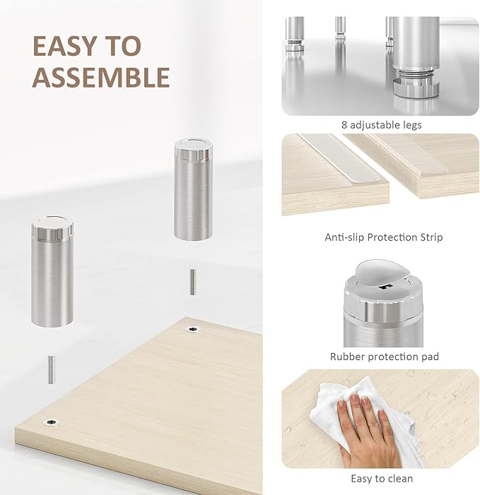 AX Waber Dual Monitor Riser - Adjustable Length & Angle, Wooden Stand for 2 Monitors with Storage
