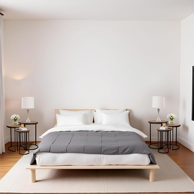 Lavish Home 6-Piece Nesting Tables – Set of 6 Round Side Tables with Woodgrain-Look Tops and Black Metal Frames – Modern Accent & End Table Set for Living Room, Bedroom, or Home Office (Gray/Brown)