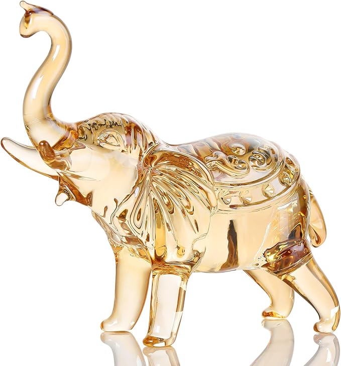 YWHL Champagne Crystal Elephant Figurine, Sparkling Art Animal Collectible Decoration for Home Table Centerpiece