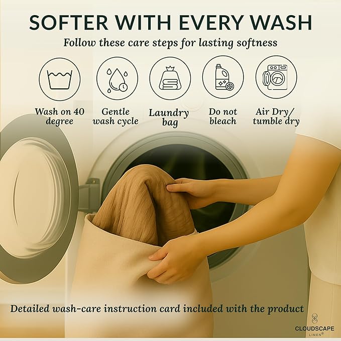 Cloud Scape Linen 100% Cotton 8 Layer Muslin Blanket Twin Size,Lightweight, Breathable Bed Blanket, Suitable for All Season, Cotton Gauze for Couch & Sofa, 68x92, Beige Fog