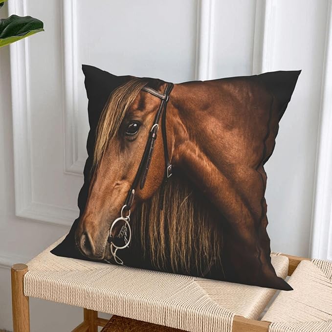 Set of 4 Throw Pillow Covers Horses Running Simply Creative Cartoon Animal Night Decorative Pillow Cases Home Decor Square 18x18 Inches Pillowcases