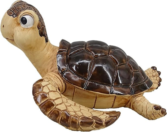Decorative Resin Sea Turtle Statue. Lovely Baby Seaturtle Figurine. Wild sea Life Blue Sea Turtle Table Décor. and Gift, Lucky Wealth Feng Shui Seaturtle Figurine (Brown1)