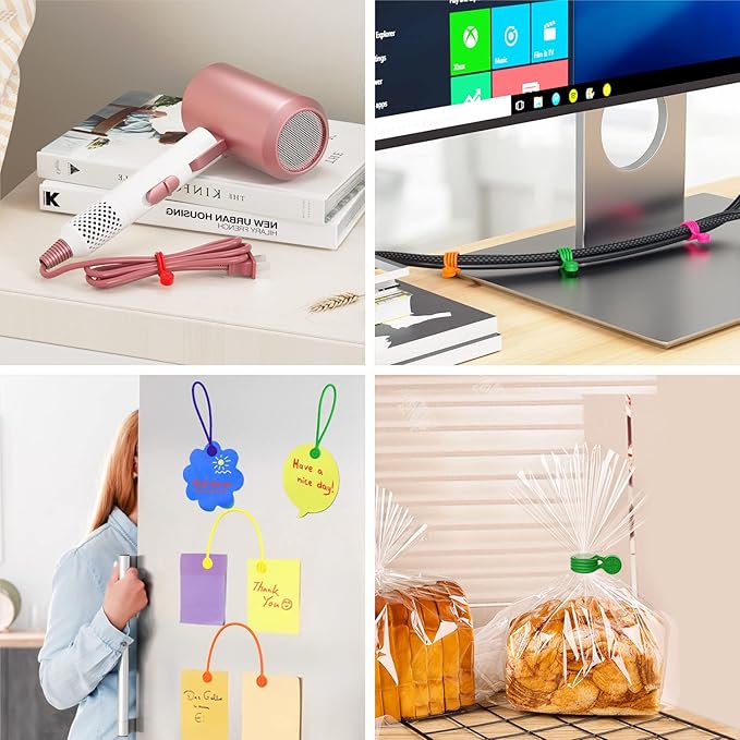 Magnetic Cable Ties Silicone 9 Inch Reusable Magnetic Twist Ties for Cord Cable Organizer and Bundling, Can Be Use in Home Office School Outdoor (10 Colors-20 Pack)