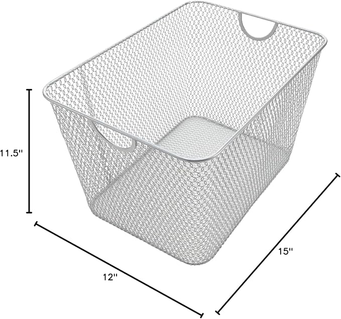 YBM HOME Kitchen Pantry Organizer Wire Baskets for Shelves, Cabinets, Pantry, Countertop, Mesh Open Storage Bin Metal Basket for Organizing Food Supplies, 12 Pack, 15x12x11.5