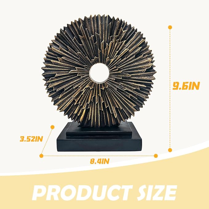 Abstract Statue for Home Decor,Office Desk Sculpture for Men,Creative Round Line Ornament for Bookshelf,Modern Decorative Sculpture,Bedroom,Livngroom,Table(Black)