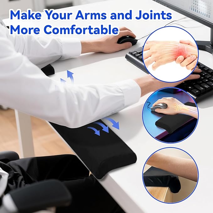 L-Shaped Desk Edge Cushion Desk Elbow Pad with High Density Foam Ergonomic Anti-Slip Wrist Support Desk Arm Rest Pad for Office Typing Gaming 11.8 * 3.9 * 1.5 Inch