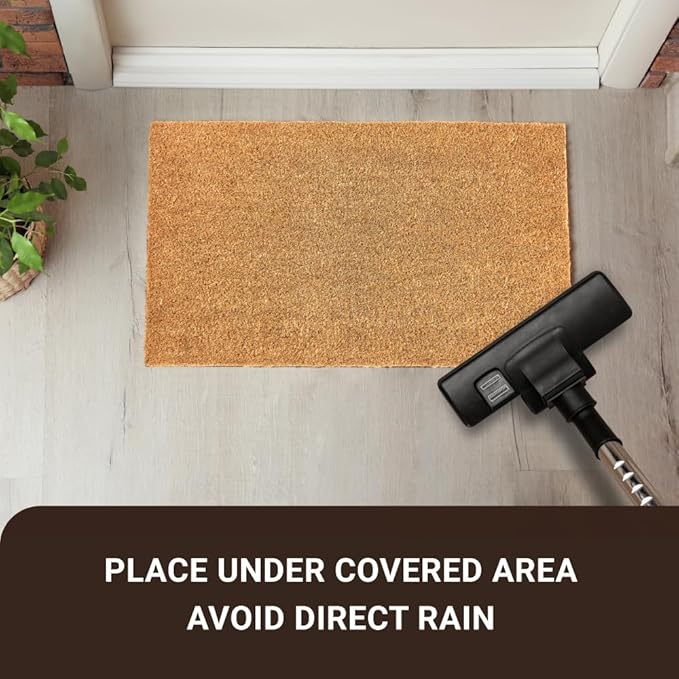 KANKUN Coco Coir Door Mat with Heavy Duty Backing, Welcome Doormat (17" x 30"), Doormat Entrance (Plain - 2Pack)