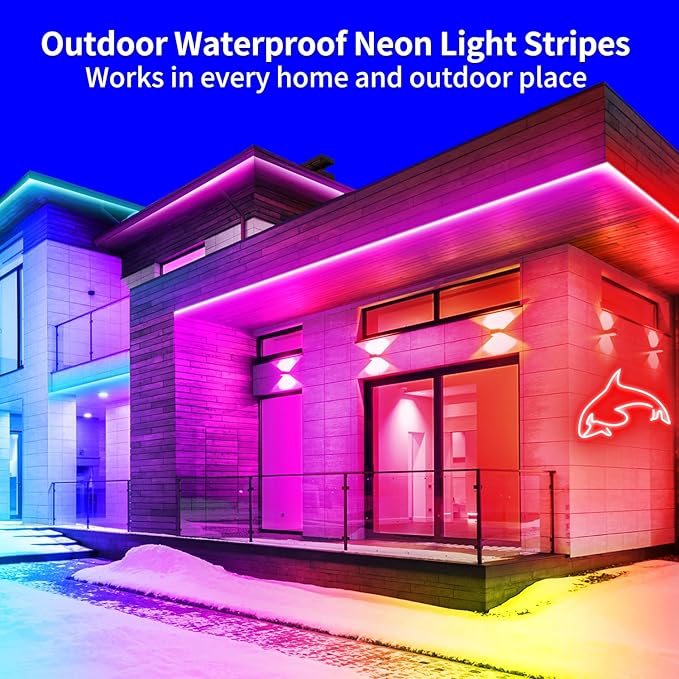 32.8FT Led Neon Rope Lights Control with App/Remote,Flexible Led Rope Lights,Multiple Modes,IP65 Outdoor RGB Neon Lights Waterproof,Music Sync Gaming Led Neon Strip Lights for Bedroom Décor