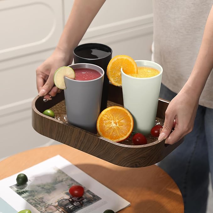 24 Pcs Unbreakable Plastic Cups Set, 20 oz Reusable Plastic Cups, Stackable Water Tumblers, Drinking Cup for Kitchen, Outdoor, BPA-free, Dishwasher Refrigerator and Microwave Safe (20 oz, 4 Colors)