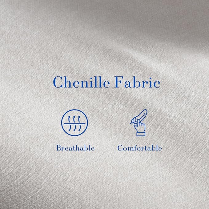 HEAH-YO Modern Accent Chairs Set of 2, Chenille Fabric Living Room Chairs with Removable Cushion and Solid Metal Frame, Comfy Reading Chairs for Bedroom, White