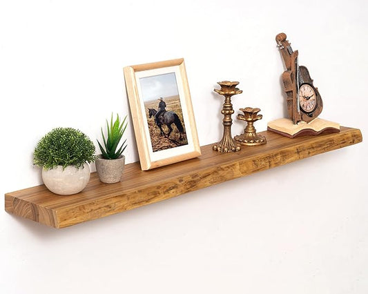 Marsmiles 40 inch Floating Shelves for Wall Elm Wood Live Edge Shelves Wall Mounted|Rustic Long Floating Shelves with Invisible Bracket for Bathroom Living Room Kitchen|Natural, 1 Pack