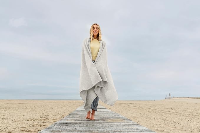 MV Sport Lightweight Sweatshirt Blanket Throw – Warm & Cozy, Breathable Oversized Fleece Knit, Couch, Bed, Travel, Cold Nights, and Outdoors – Soft Light Weight Blanket 54" x 84" Oatmeal