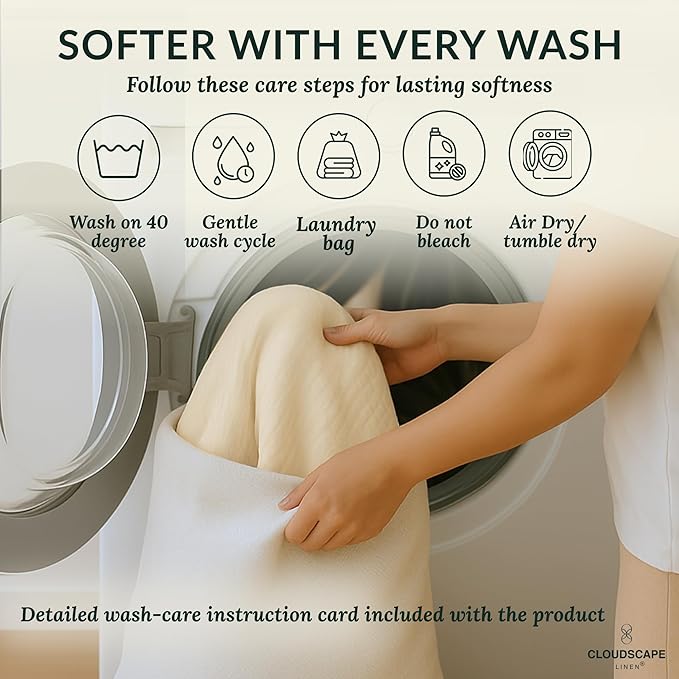 Cloud Scape Linen Extra Large 8-Layer Muslin Throw Blanket, 100% Cotton Gauze Blanket for Couch, Sofa, Bed, Lightweight, Suitable for All Season,50x70, Ivory