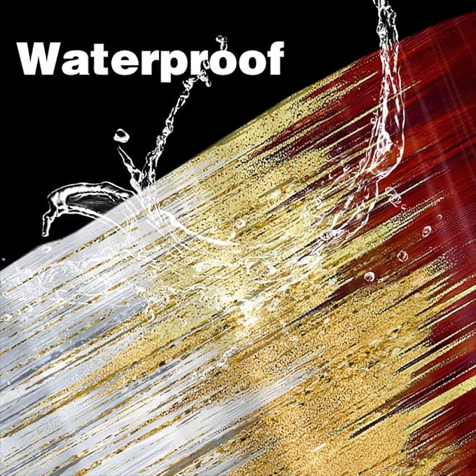 JAWO Abstract Dark RedSh ower Curtain, Gold Blue Boho Ombre Minimalist Chic Art Shower Curtains, Modern Neutral Contemporary Striped Brush Strokes Tan Art Waterproof Bathroom Curtain with 12 Hooks