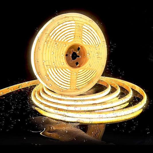 Outdoor LED Strip Lights,2700K Warm White,24V IP67 LED Strips,32.8FTt/10M,CRI90+ Waterproof led cob Strip Light for Bathroom,Pool,Garden,Sauna Rooms(Power Not Included)