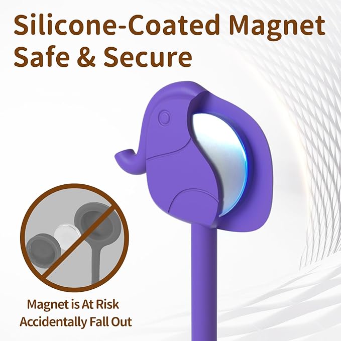 Charming Elephant Magnetic Cable Ties – 24 Pack, Reusable Silicone Cord Organizers for Home & Office, Strong Magnetic Hold, Assorted Colors, Perfect for Cable Organization & Decorative Gift