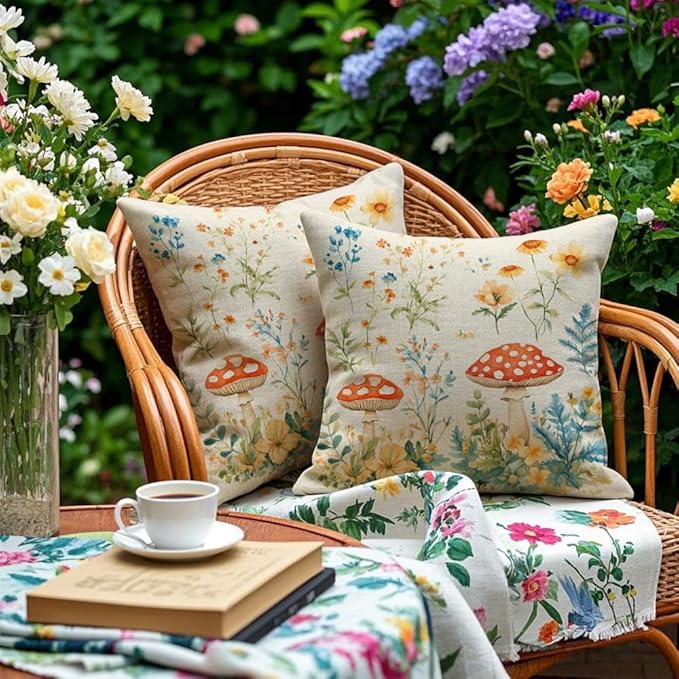 Cirzone Waterproof Outdoor Pillow Covers 18x18 Inch Set of 2 Summer Spring Floral Throw Pillow Covers Spring Outdoor Decor for Patio Furniture Garden Sofa