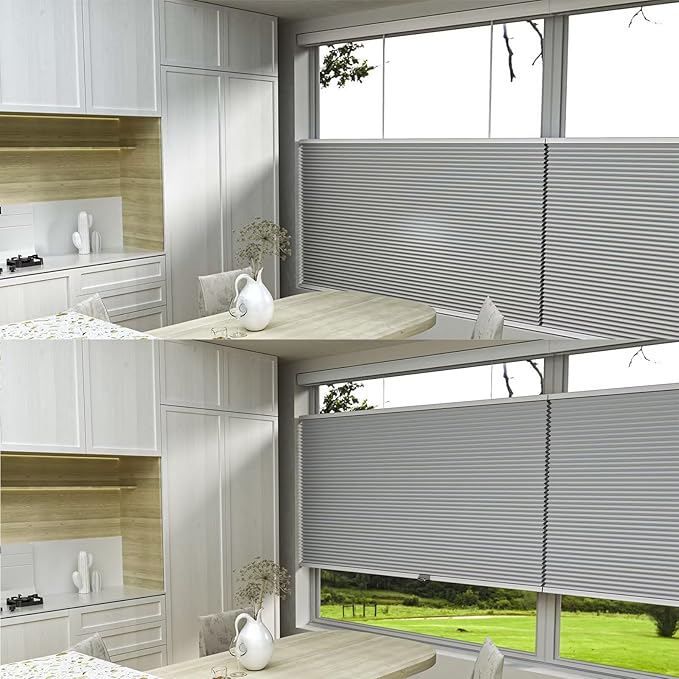 MYshade Top Down Bottom Up（TDBU） Cellular Shades, 1.5 inch Cordless Blackout Honeycomb Pleated Blinds for Windows Home Bedroom Office, Light Control, Thermal Insulated, 19" W x 36" H, White