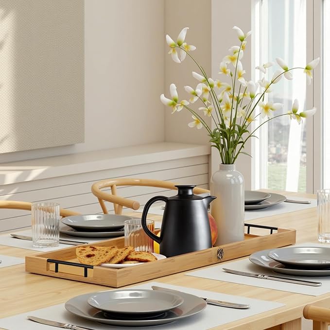 Large Charcuterie Board with Handles, 32 x 12 Inch Foldable Bamboo Serving Cheese Boards - Serving Platter for Meat, Party Appetizers, Outdoor & Fruit