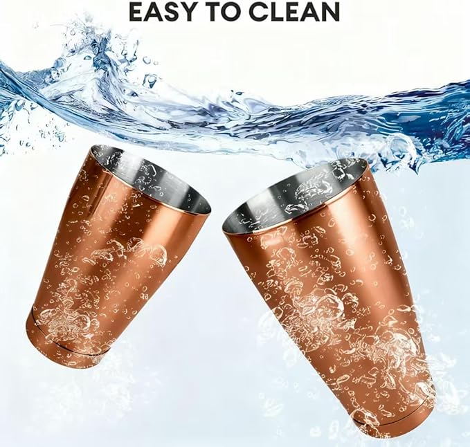 4 packs Bar Cocktail Boston Cocktail Shaker Martini Shaker Mixer Basic Tool Cocktail Set Stainless Steel Bar Shaker for Bartender (copper)
