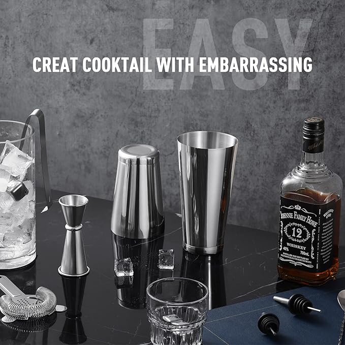 Professional Bartender Kit | 24-Piece Complete Cocktail Set with Stylish Portable Bag | Bar Set for Home, Work, Parties, Camping