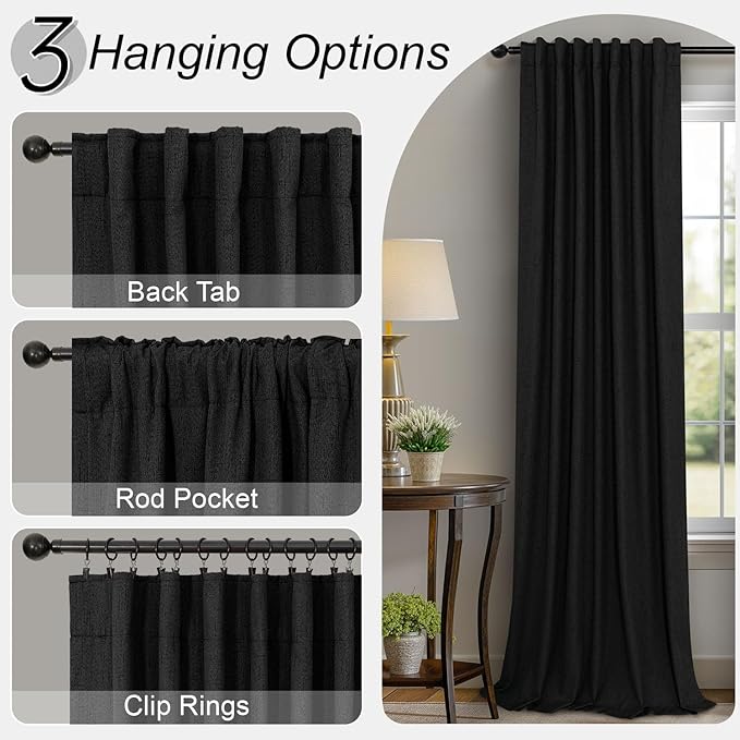 72 Inch Blackout Curtains for Living Room 2 Panel Burg Complete Black Out Thermal Insulated Darkening Back Tab Pleated Lightweight Noise Reducing Saver Energy Saving Long Curtain for Bedroom 72 Length