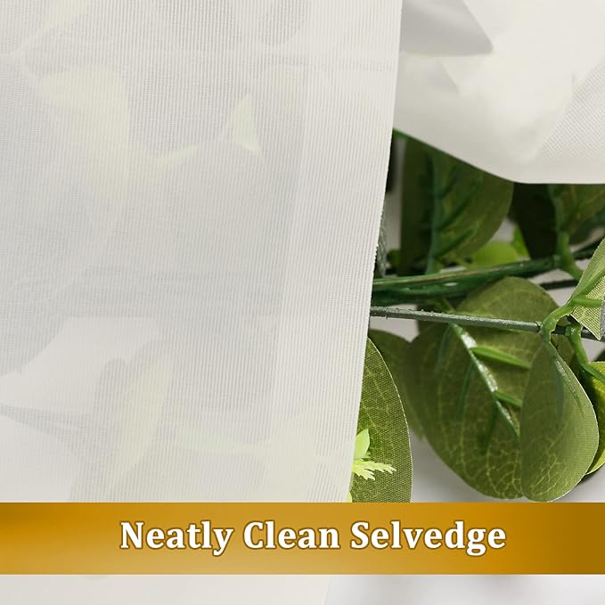 Aiyufeng Ivory Sheer Curtains for Living Room 45 inch Length 2 Panels Set, Rod Pocket Semitransparent Balance Privacy & Light Vertical Sheer Drapes for Bedroom, W40 x L45