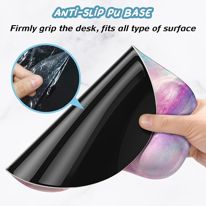 Hsurbtra Ergonomic Mouse Pad with Wrist Rest Support, Gel Mouse Pads with Non-Slip PU Base, Pain Relief Memory Foam Computer Mat, Cute Office Supplies Desk Decro Accessories, Colorful Marble