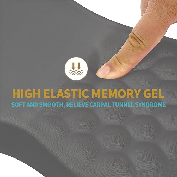 Hokafenle Ergonomic Mouse Pad Wrist Support with Massage Design, Wrist Rest Pain Relief Mousepad with Memory Foam&Non-Slip PU Base, Mouse Pads for Wireless Mouse & Desk (12x8 inch,Light Grey)