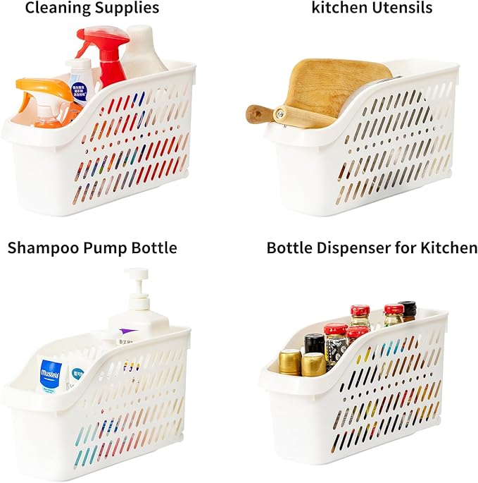 3 Pack Under Sink Organizer with Wheels Pull Out Kitchen Bathroom Cabinet Organizers and Storage Multi-purpose Plastic Organizer Baskets for Cleaning Supplies, Bottles