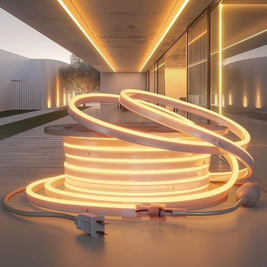 110V LED Neon Rope Light, 82ft Dimmable LED Neon Strip Light Outdoor Waterproof,ETL Listed 2500K Warm White Commercial LED Rope Lights for Supermarket,Building, Celebration