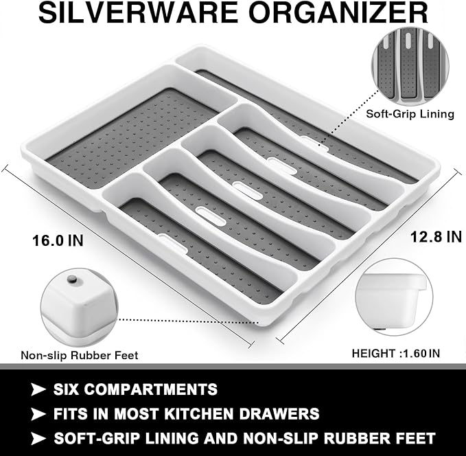 49-Piece Black Silverware Set with Organizer, Stainless Steel Tree Pattern Black Flatware for 8, Cutlery Utensil Sets with Steak Knives, Rust-proof, Mirror Polished, Dishwasher Safe