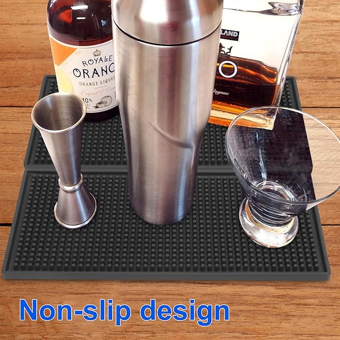 10 Pack 6 x 12 Inch Rubber Bar Mats, 12" x 6" Black Bar Service Mat for Countertop, Bartending, Efficient and Stylish Solution for Every Bartending Need,by KUKLIPJIM