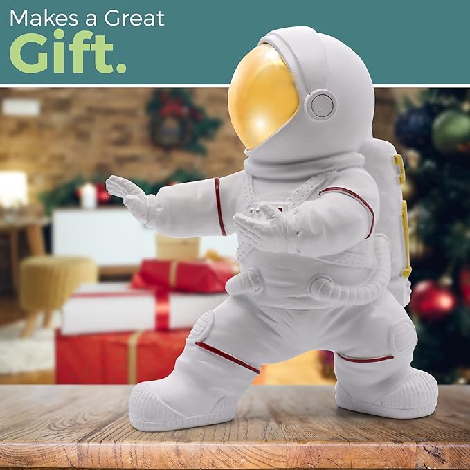 Astronaut Figurine Statue for Desk and Office Decor - Mini Spaceman Figures for Shelf, Gaming, and Men's Room Decorations - Space Gifts and Cool Masculine Home Decor Accessories