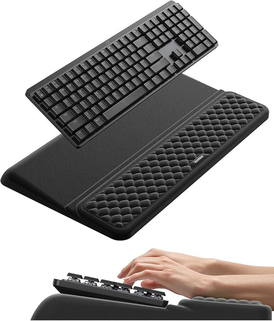 Vaydeer Wrist Rest with Keyboard Stand, Computer Wrist Support Pad, Ergonomic Keyboard Riser Holder Lifter Tray with Wrist Pad, Soft Memory Foam Desk Cushion, Palm Hand Typing for Office Home School