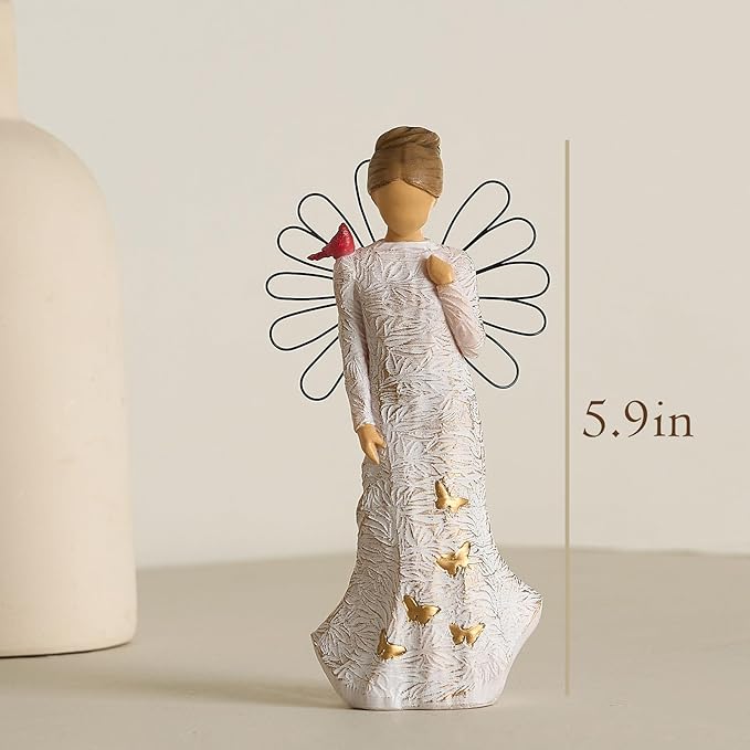 Sympathy Angel Figurines for Loss of Loved Ones Angel Statues Home Decor Serenity Prayer Gifts for Women Resin Sculpted Hand-Painted Figure Bereavement Gift Praying Hands Statue