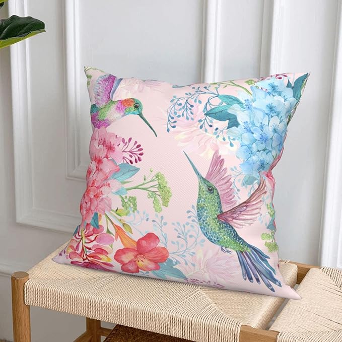 Tropical Flamingos and Pink Flower Throw Pillow Covers Set of 4 18x18 Inches Butterfly Floral Peonies Decorative Pillow Cases Home Decor Colorful Pillowcases
