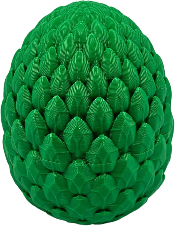 3D Printed Dragon Egg Articulating Gemstone Dragon Fidget Figurine - Vibrant Color Dragons Flexible ADHD, Autism and Anxiety Relief - Articulated Joints (Green)