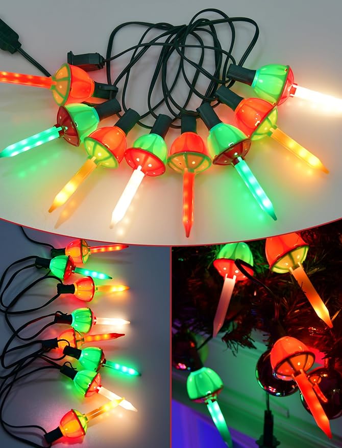 Colorful Christmas Bubble Lights, 8.5Ft Christmas Tree Lights with 9 Colored Bubble Bulbs(1 Spare), E12 Base for Indoor Christmas Tree, Traditional Holiday Home Lighting Decor