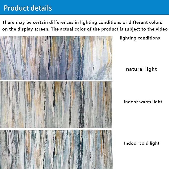 JAWO Abstract Shower Curtain, Modern Aesthetic Abstract Stripe Shower Curtain Set for Bathtub Bathroom, Gray Blue Brown Contemporary Abstract Painting Fabric Shower Curtains,Blue,60X70