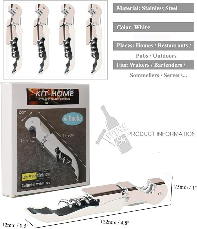 Professional Waiter Corkscrew Wine Openers Set, Heavy Duty Stainless Steel Hinges Wine Key for Restaurant Waiters, Sommelier, Bartenders