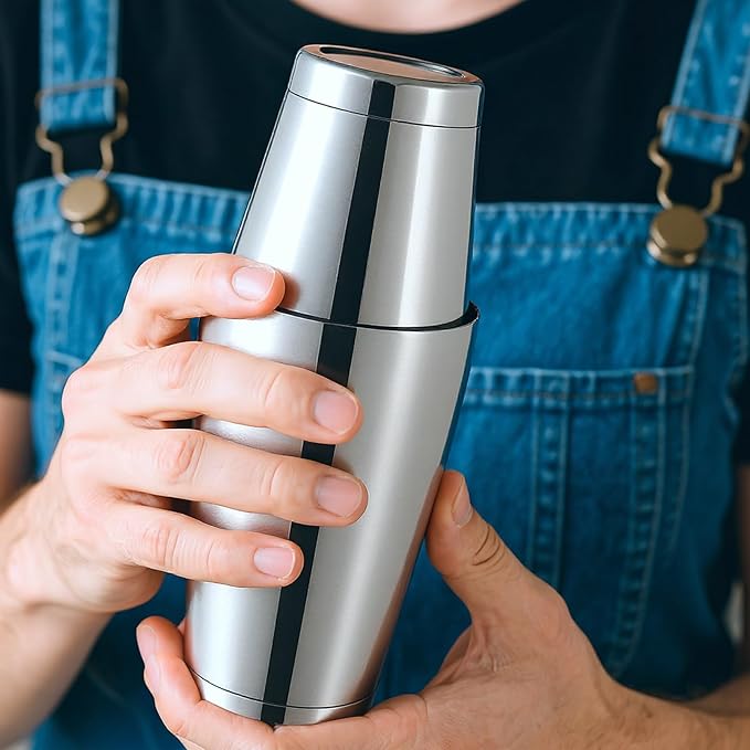 10 Pcs Cocktail Shakers, Professional Bar Shaker Boston Set, Boston Cocktail Shaker Set, Stainless Steel Martini Shakers Drink Mixer for Bartending, 18 oz & 27 oz (Silver)